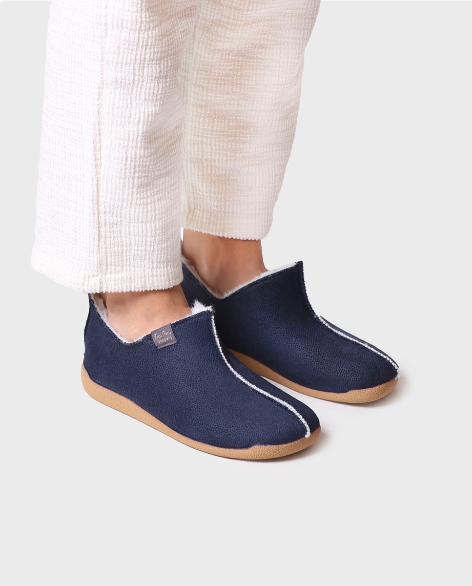 Pantufas Fechadas Tipo Botim Azul-marinho-4