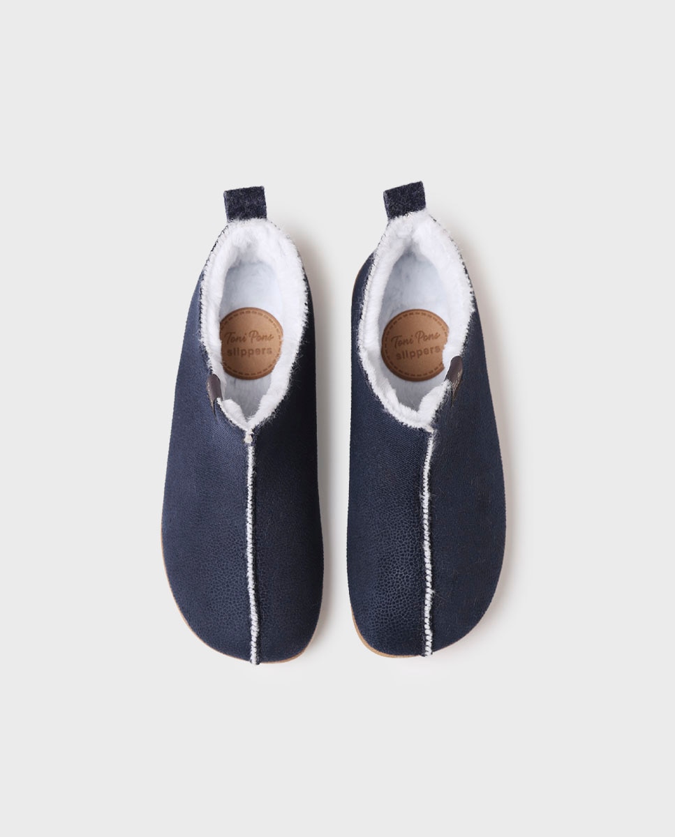 Pantufas Fechadas Tipo Botim Azul-marinho-3