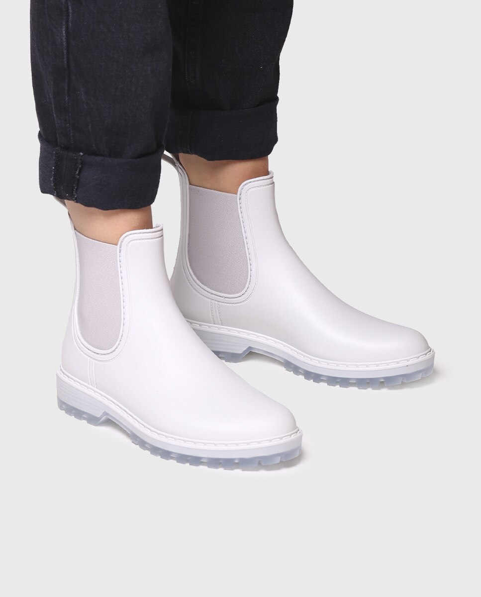 Botins de Água de Cano Baixo Branco-4