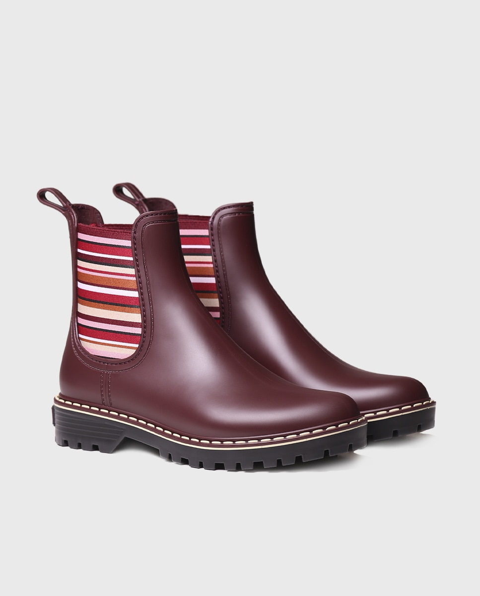 Botins de Água de Borracha com Elásticos Grená-2