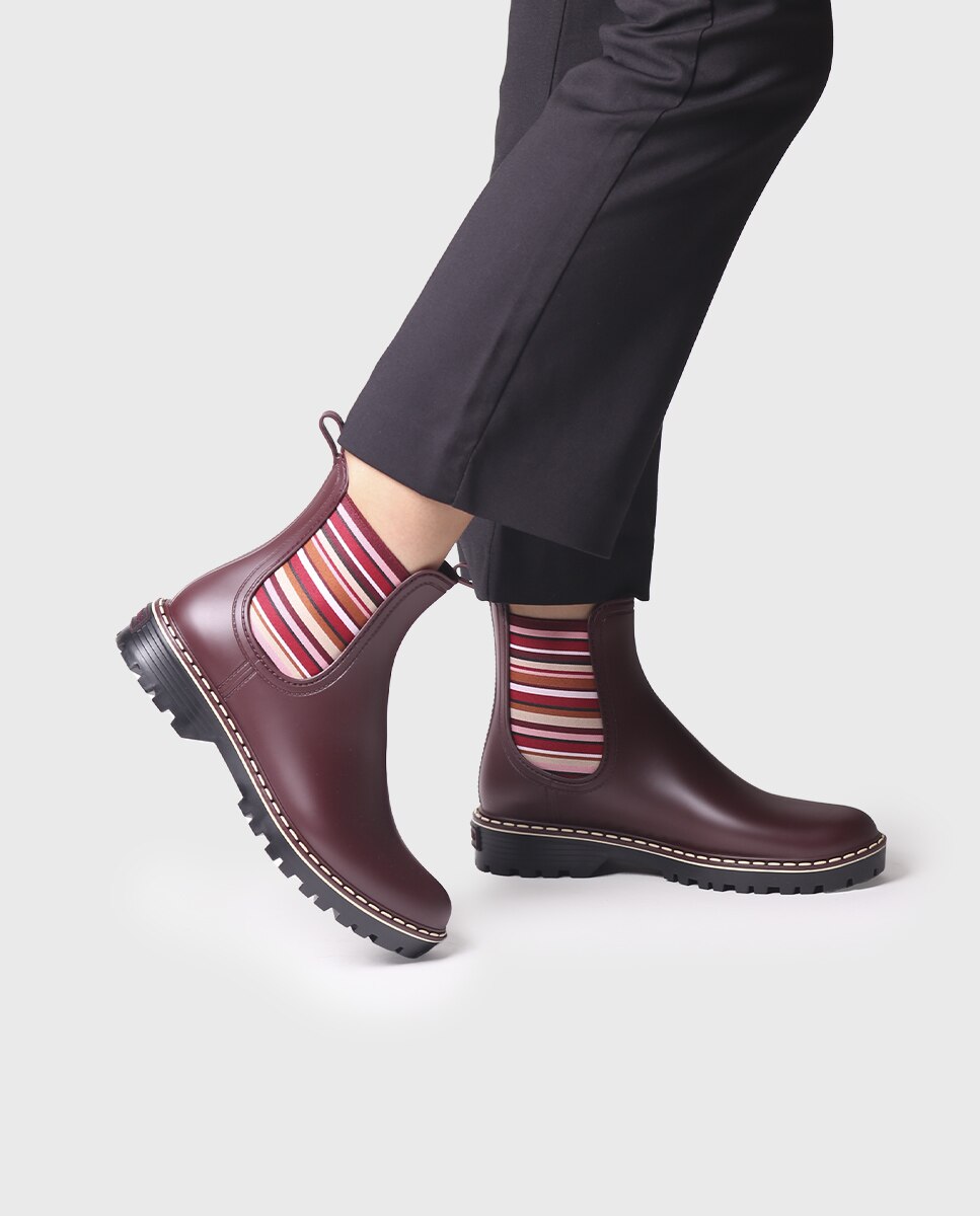 Botins de Água de Borracha com Elásticos Grená-4