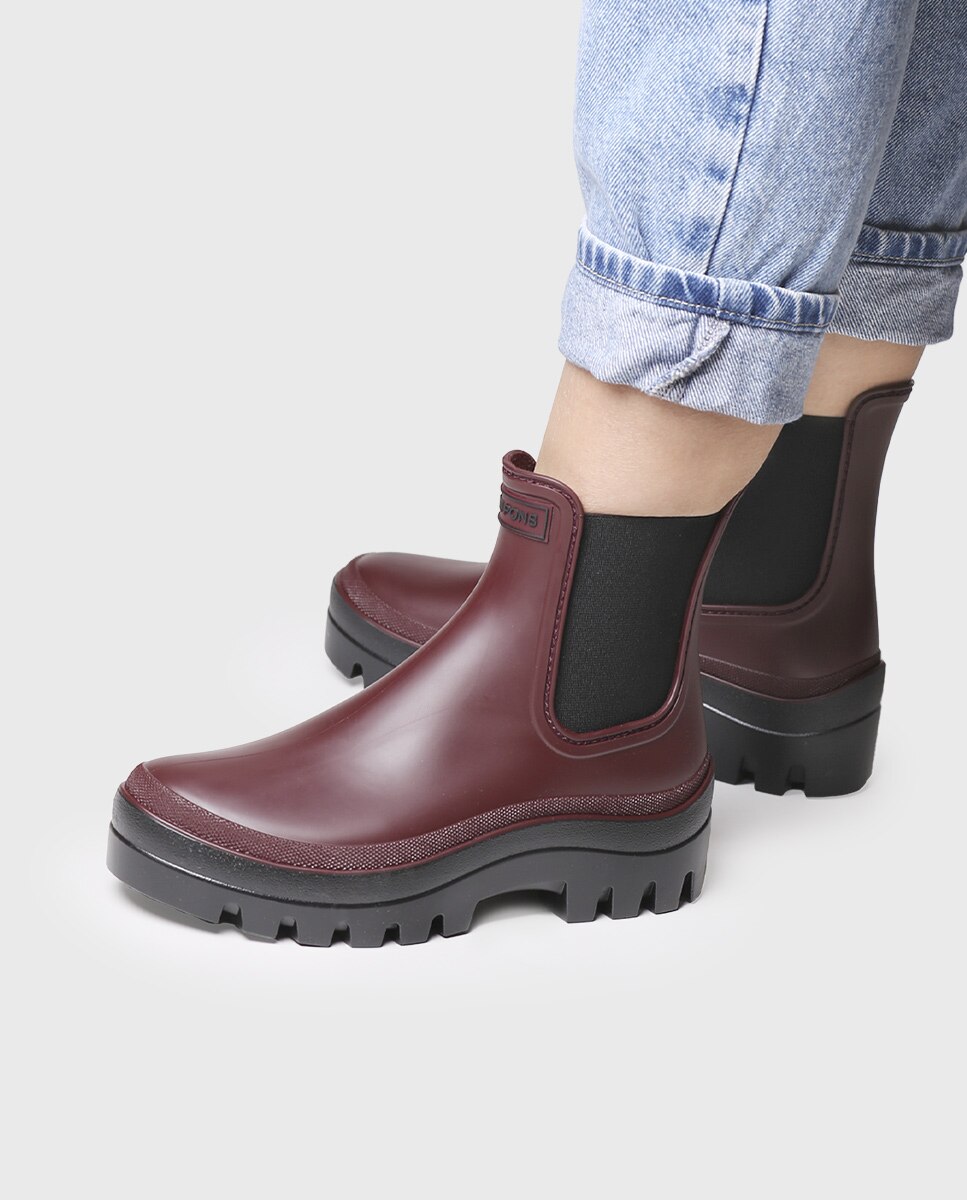 Botins de Água com Plataforma Bordeaux-4