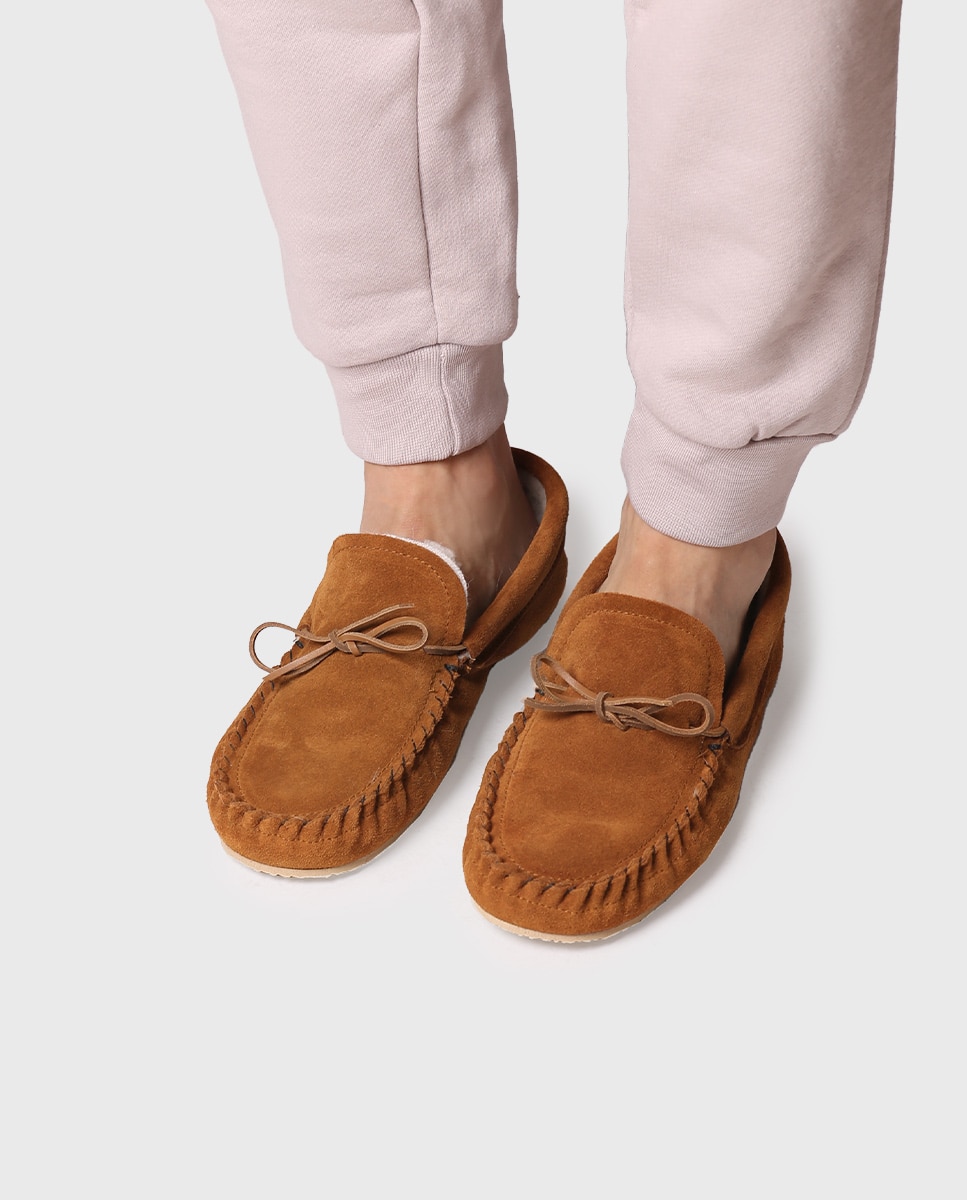 Pantufas de Tecido em Liso Castanho-4