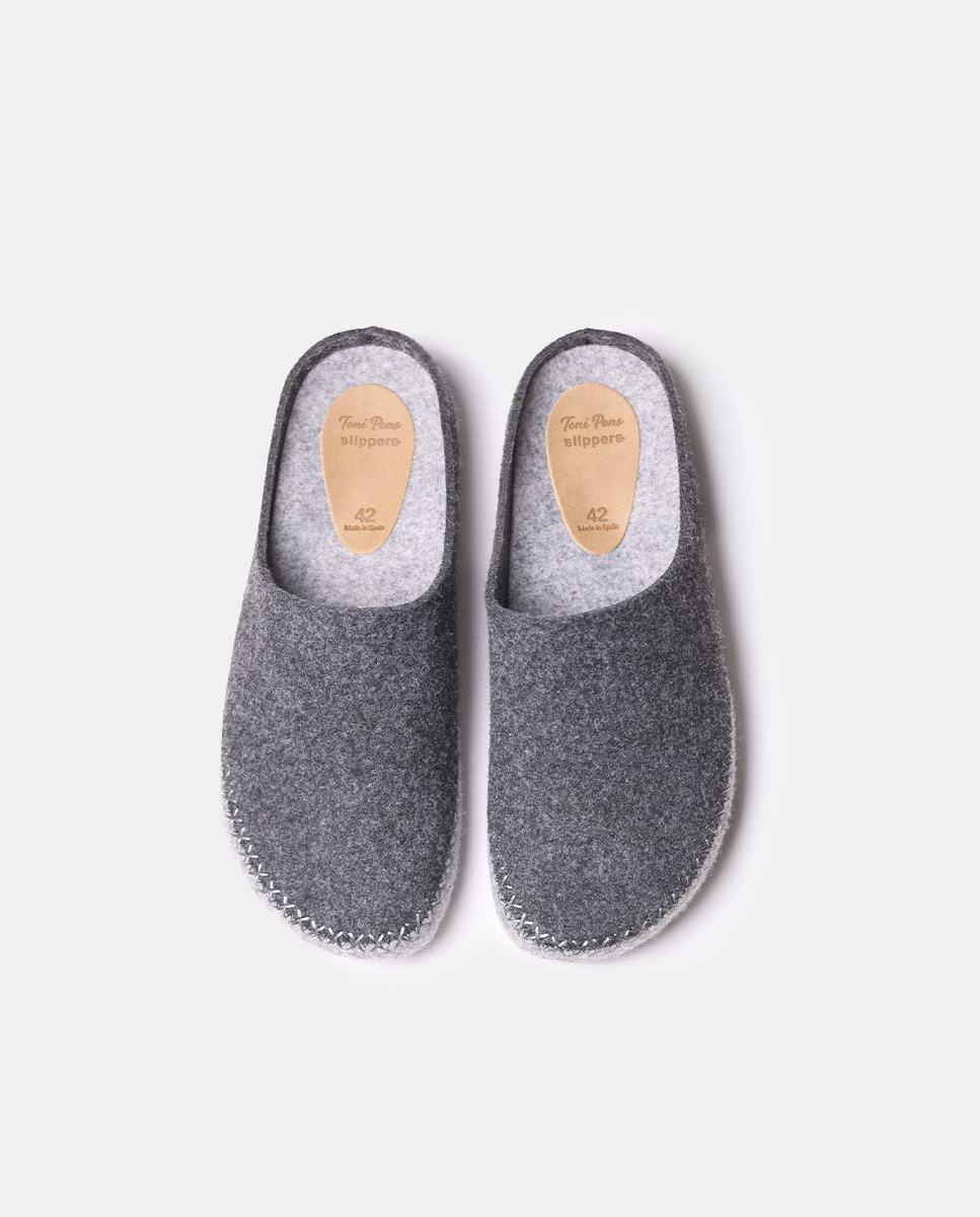 Pantufas de Feltro Bicolor Cinzento-3
