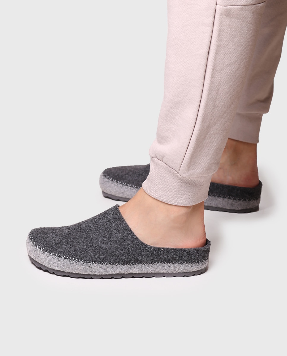 Pantufas de Feltro Bicolor Cinzento-4