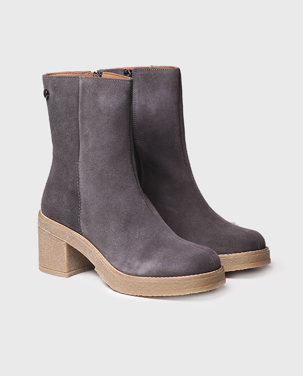 Botins de Camurça com Fecho Zip Cinzento-2