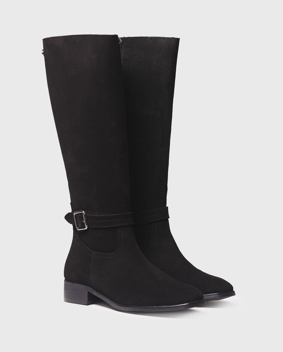 Botas de Camurça com Fecho Zip Preto-2