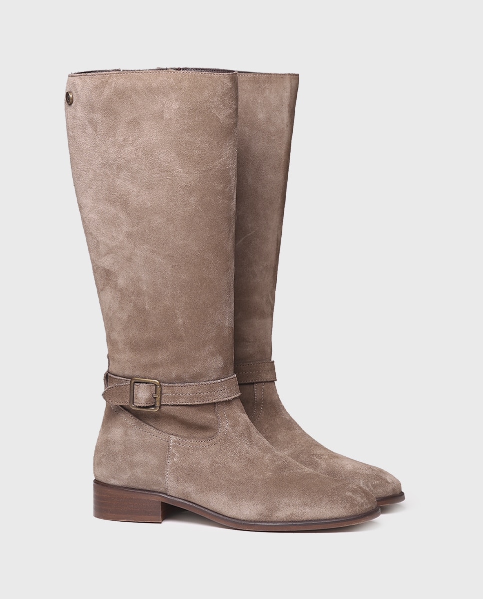 Botas de Camurça com Fecho Zip Castanho-2