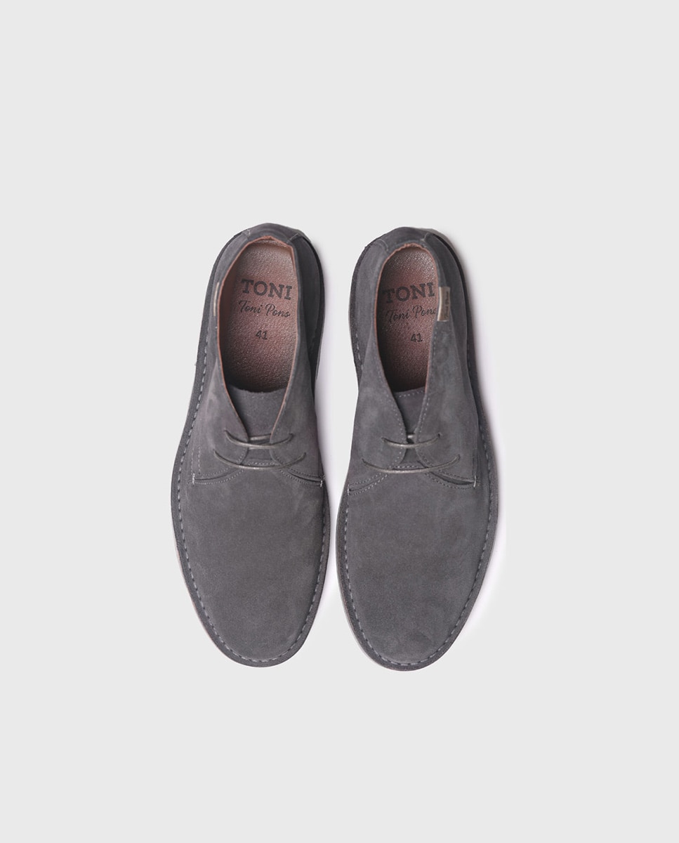 Botins de Camurça com Cordões Cinzento-3