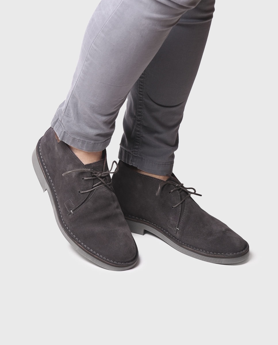 Botins de Camurça com Cordões Cinzento-4