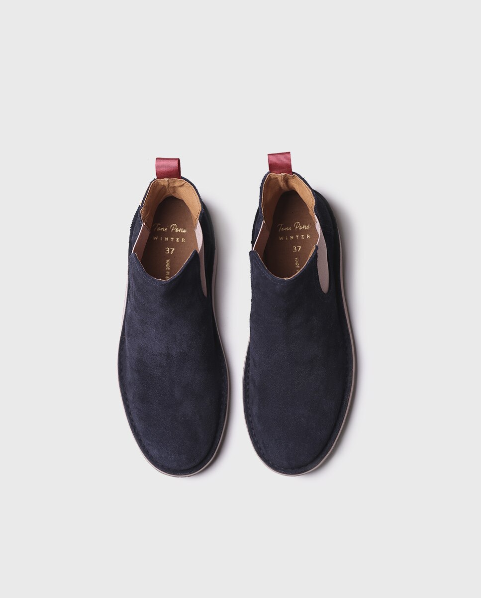 Botins de Camurça com Elásticos Azul-marinho-3