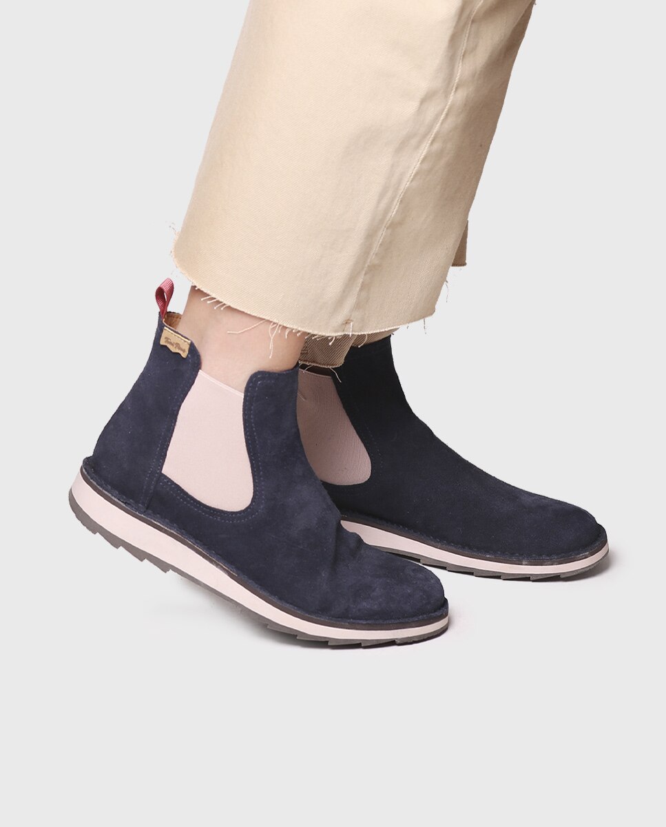 Botins de Camurça com Elásticos Azul-marinho-4