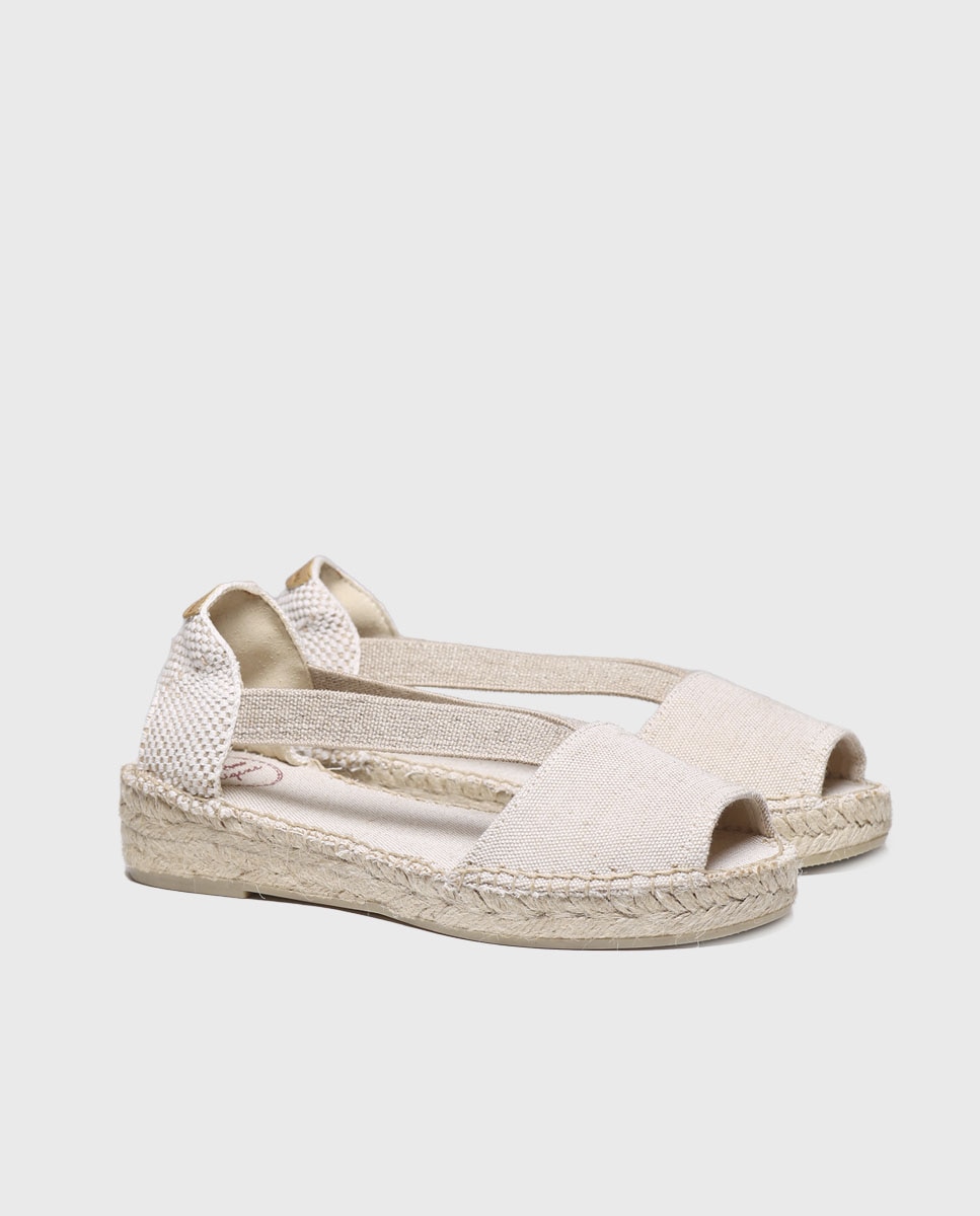 Alpercatas de Cunha em Tecido com Elásticos Cru-2