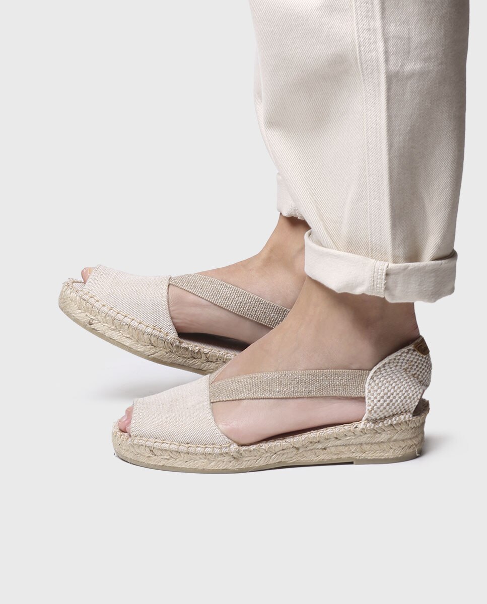 Alpercatas de Cunha em Tecido com Elásticos Cru-4