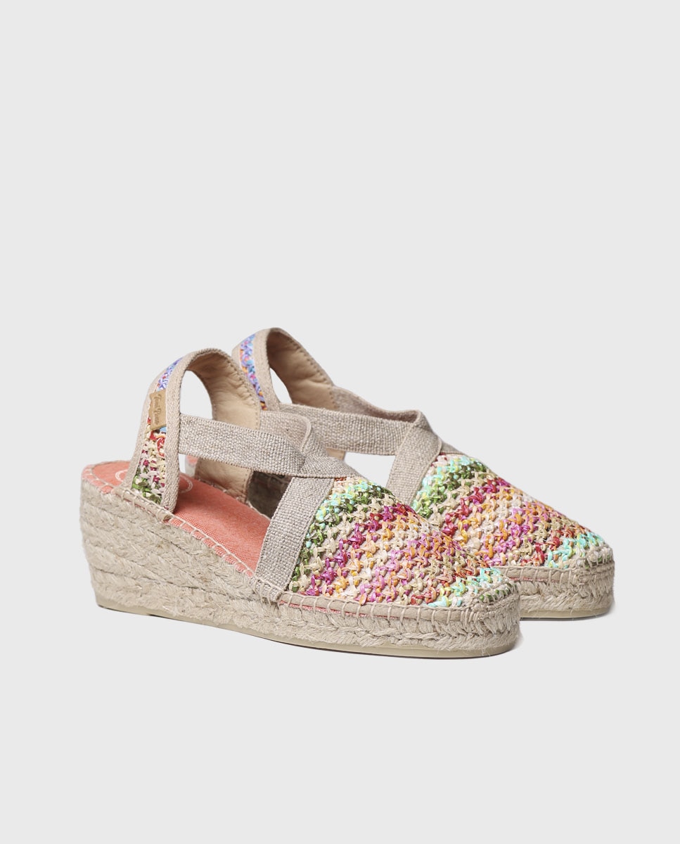 Alpercatas de Cunha em Tecido Estampado com Elásticos Multicolor-2