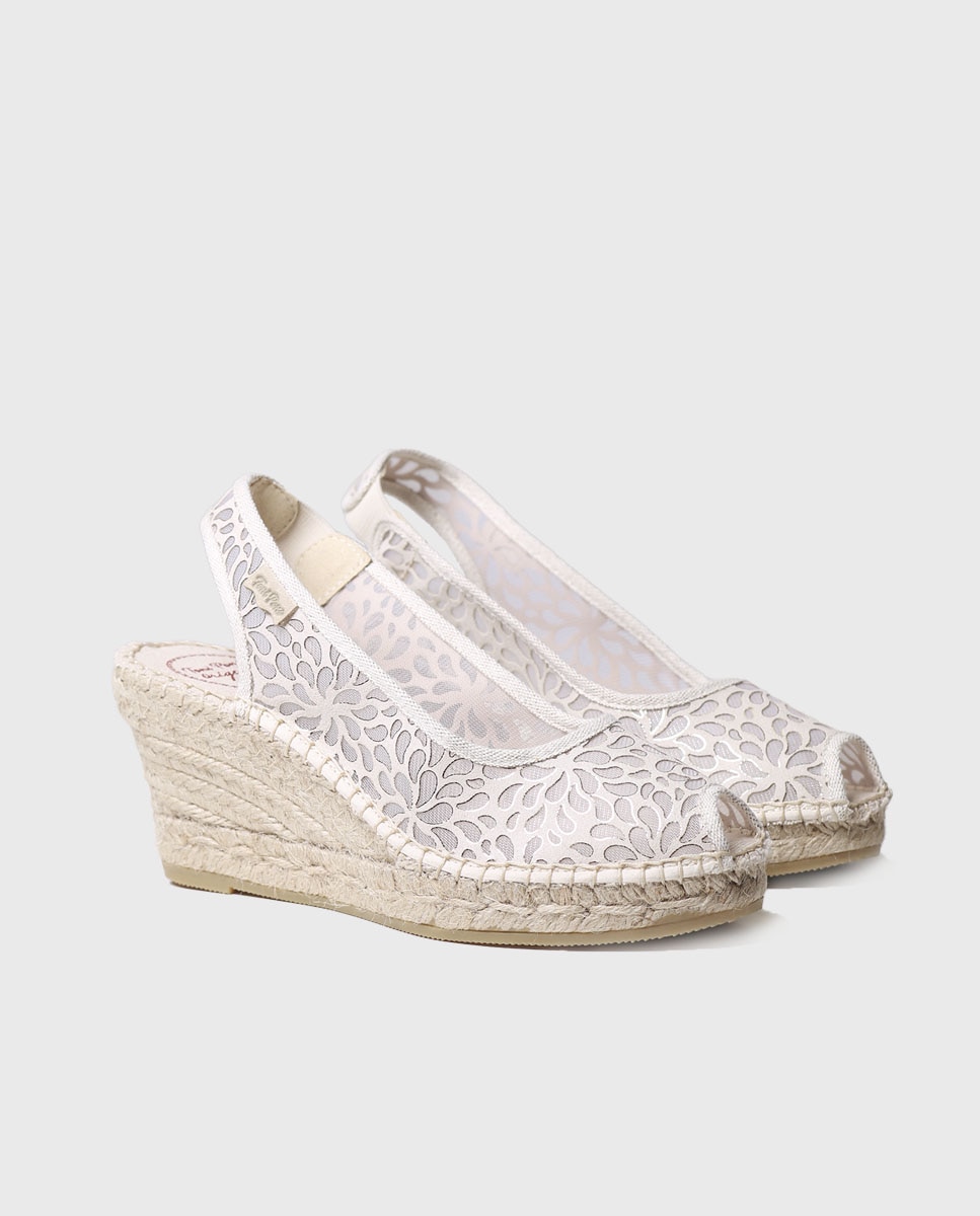 Alpercatas de Cunha em Tecido com Elástico Cru-2