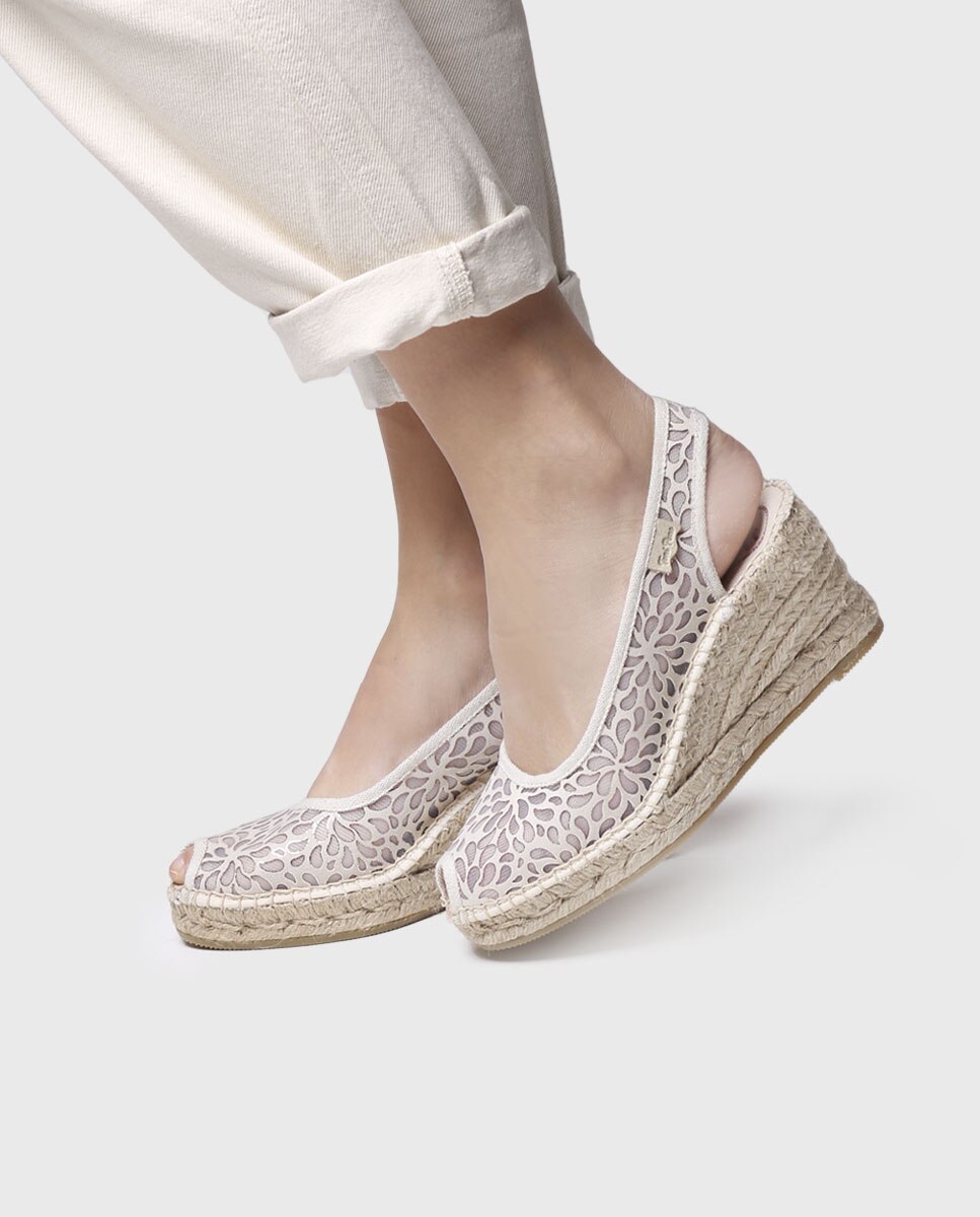 Alpercatas de Cunha em Tecido com Elástico Cru-4