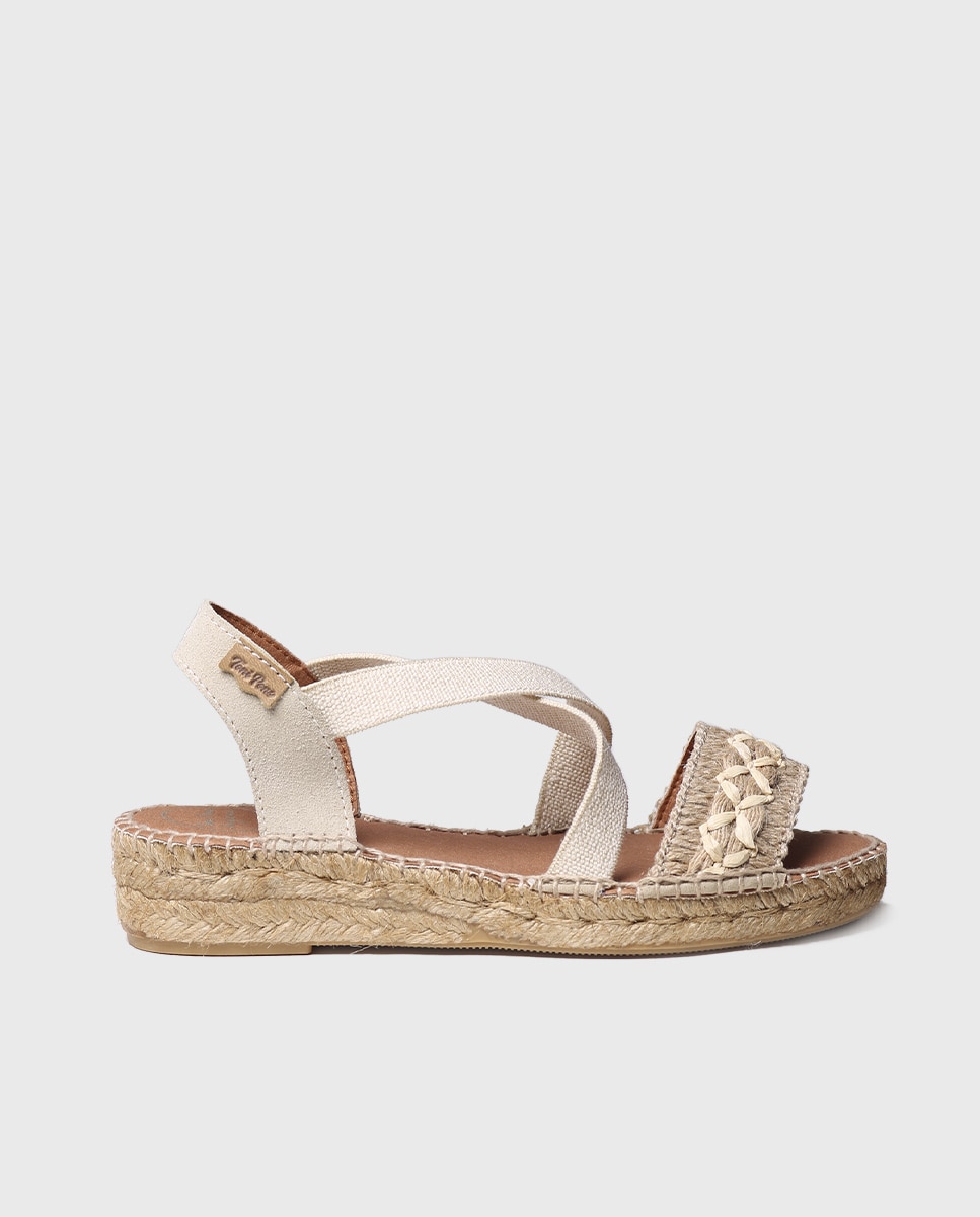 Alpercatas Rasas de Tecido com Elásticos Natural-1