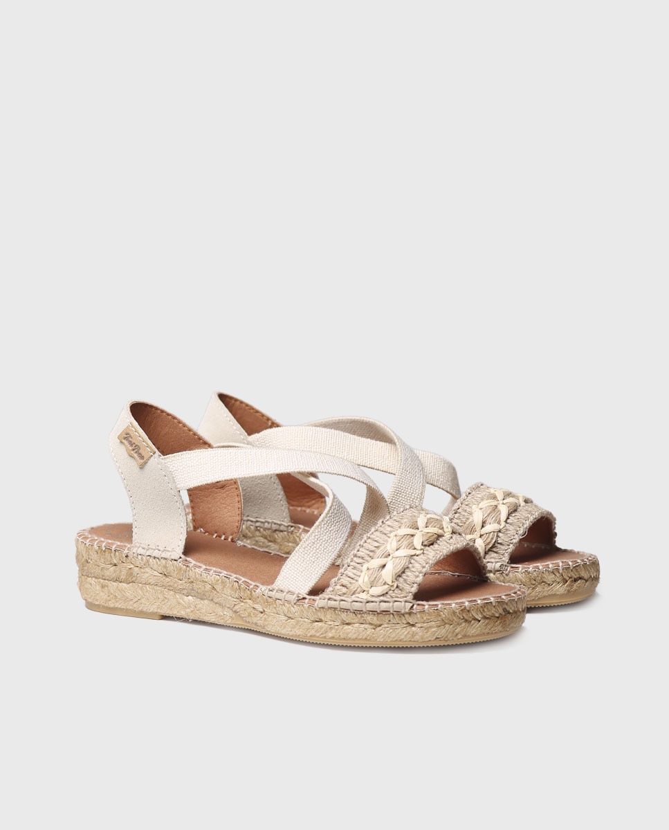 Alpercatas Rasas de Tecido com Elásticos Natural-2