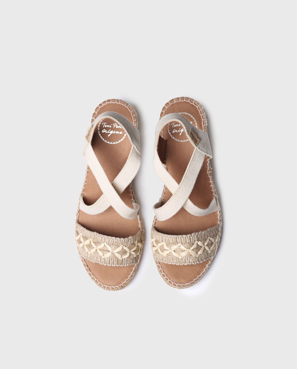 Alpercatas Rasas de Tecido com Elásticos Natural-3