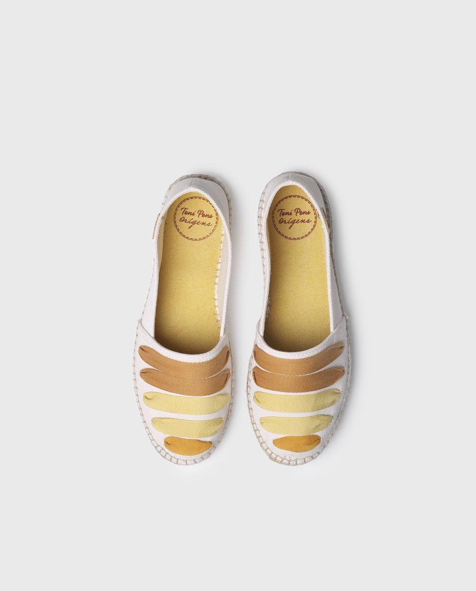 Alpercatas Rasas de Algodão com Tiras Amarelo-3