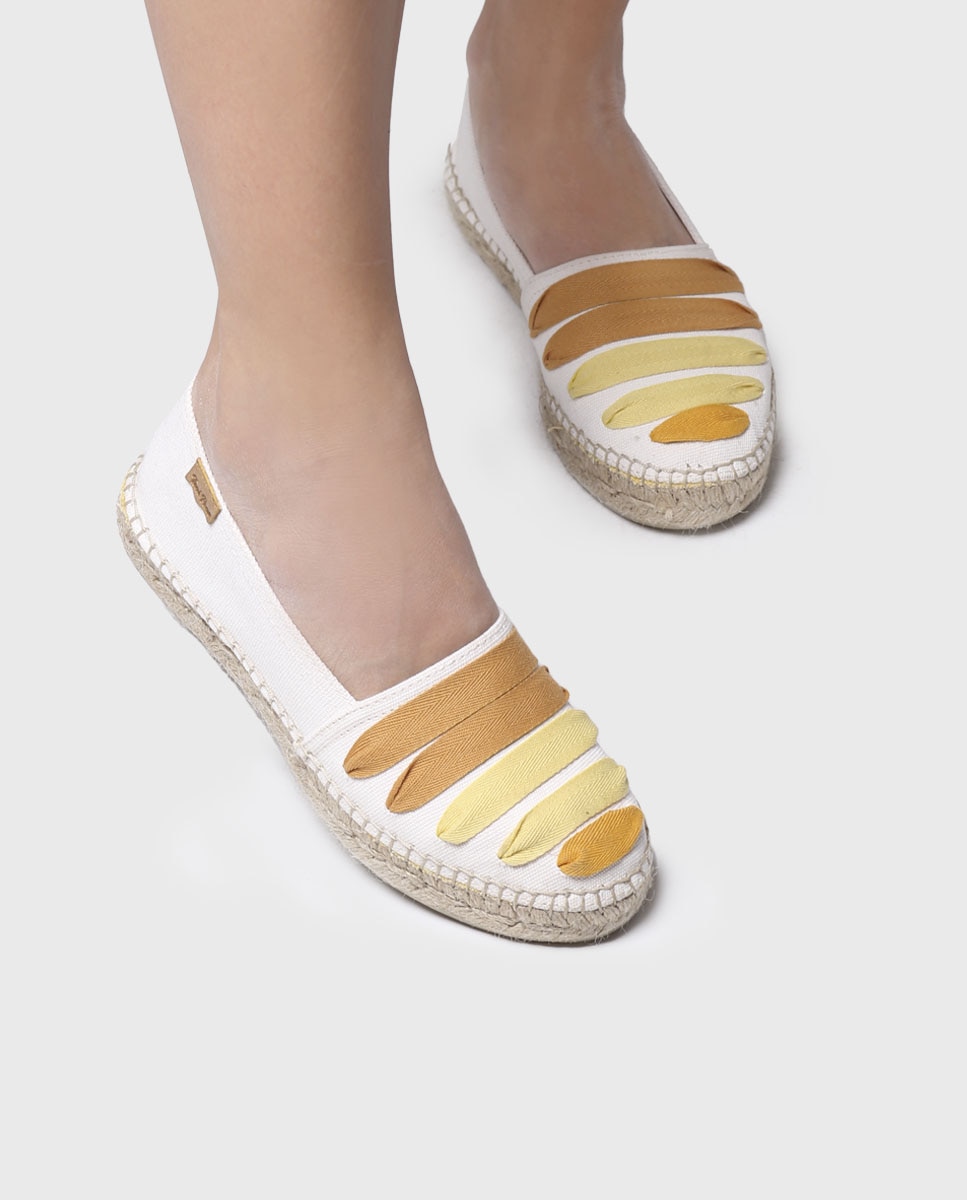 Alpercatas Rasas de Algodão com Tiras Amarelo-4