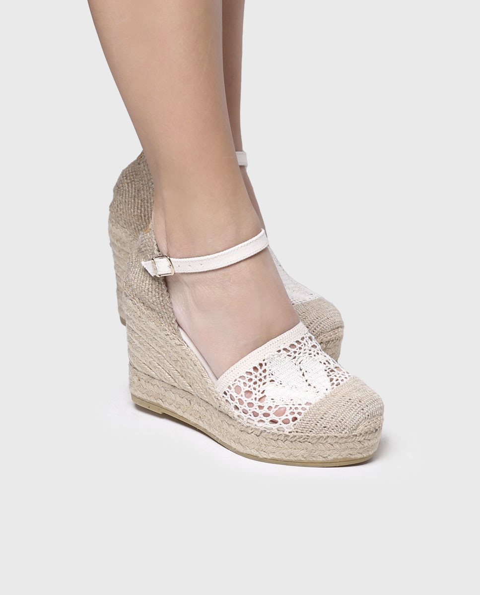 Alpercatas de Cunha em Tecido com Fivela Cru-4