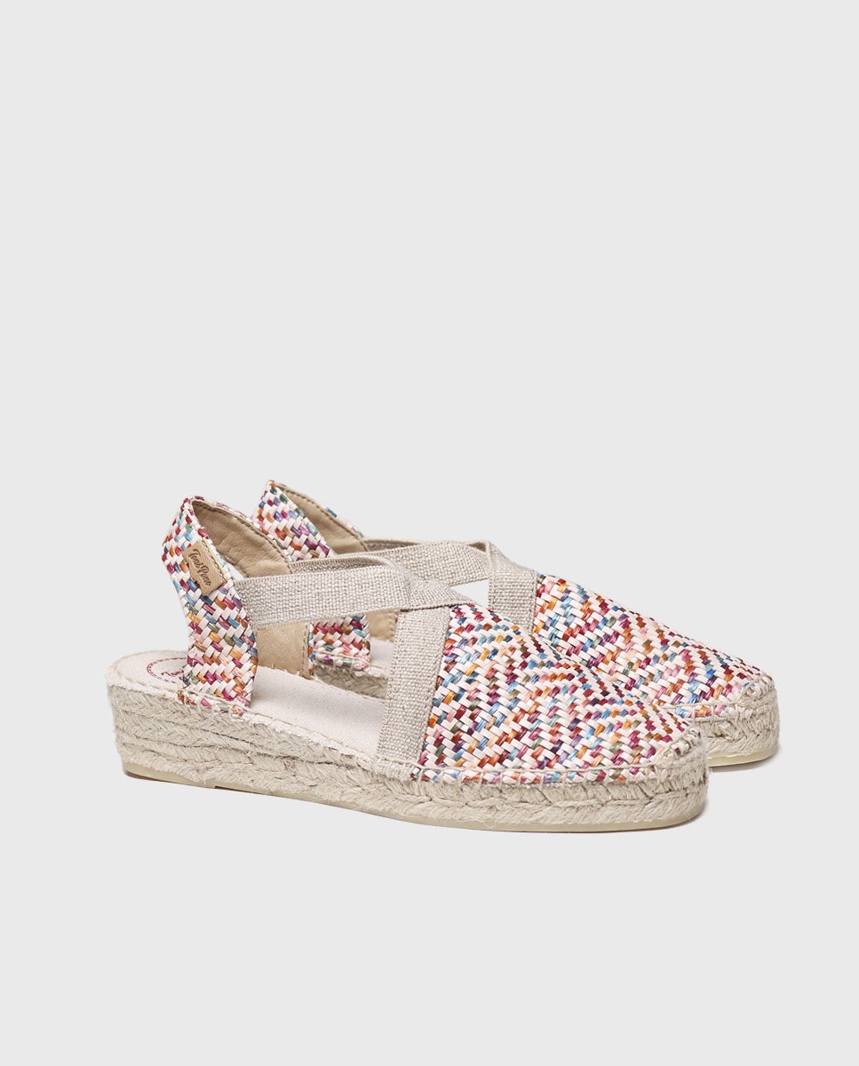 Alpercatas de Cunha em Tecido Estampado com Elásticos Multicolor-2