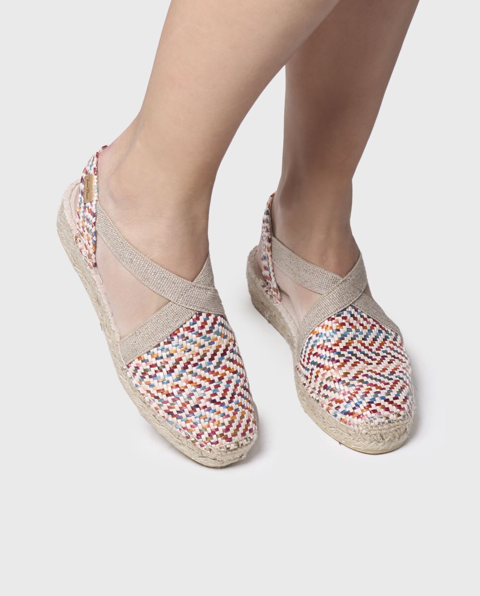 Alpercatas de Cunha em Tecido Estampado com Elásticos Multicolor-4