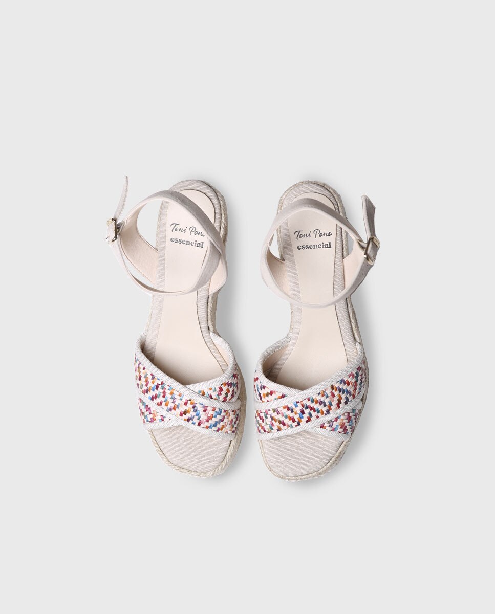 Sandálias de Salto em Tecido Estampado com Fivela Multicolor-3