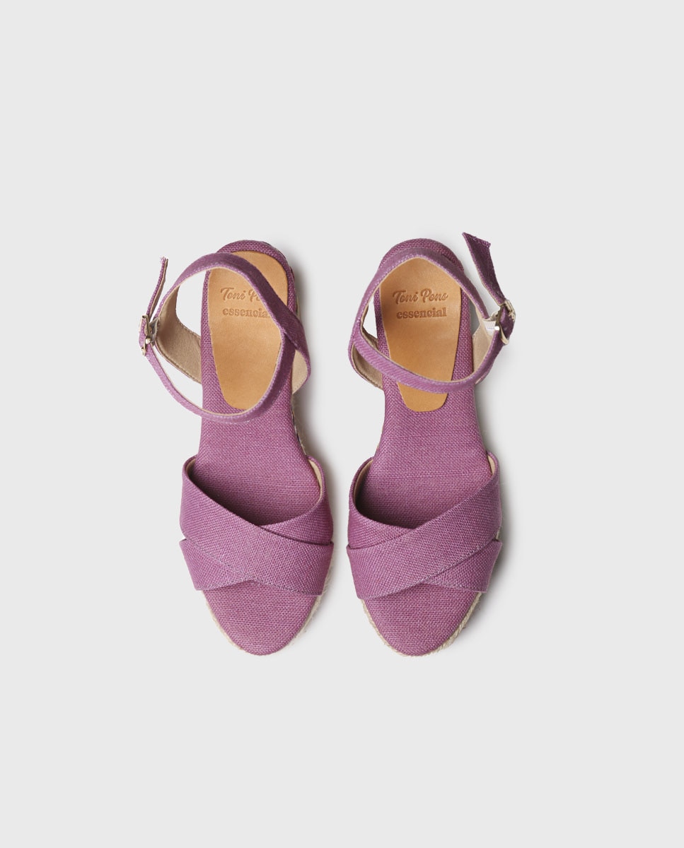 Alpercatas de Cunha em Tecido com Fivela Roxo-3