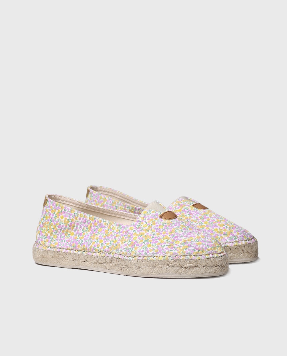 Alpercatas Rasas Unissexo de Tecido com Estampado Floral Cru-2