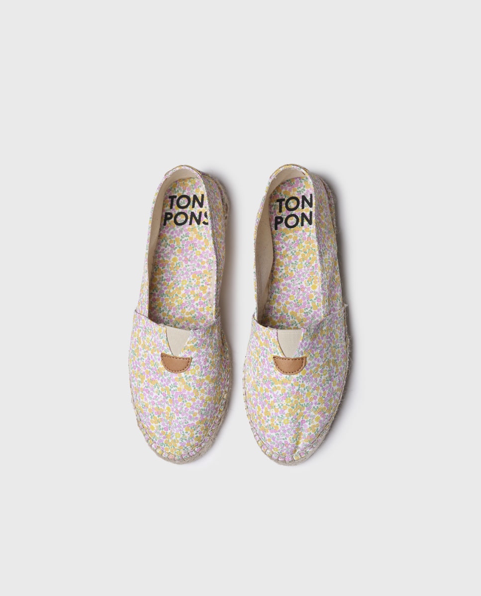 Alpercatas Rasas Unissexo de Tecido com Estampado Floral Cru-3