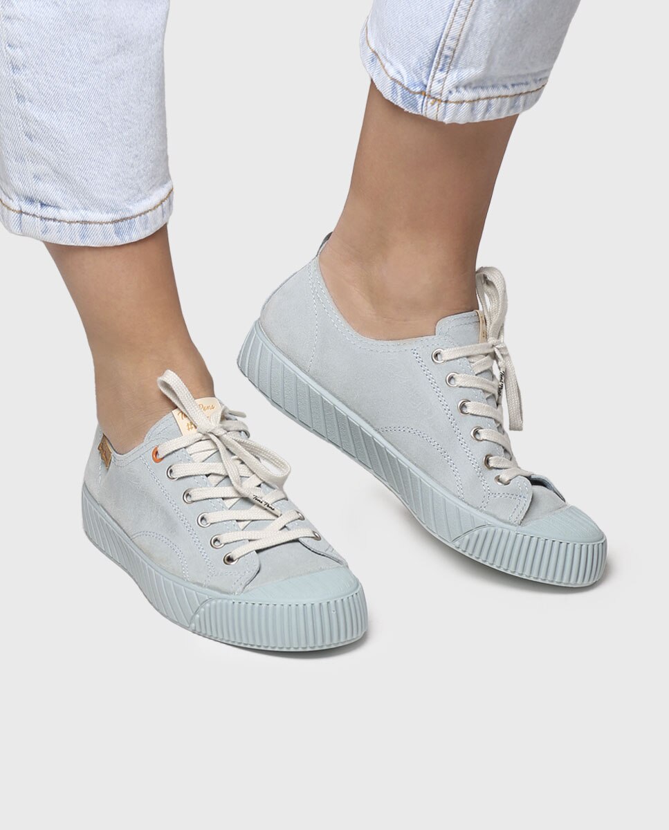 Sapatilhas de Camurça com Atacadores Azul-4