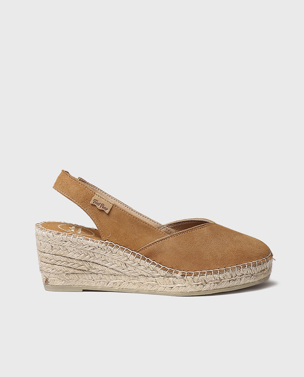 Alpercatas de Cunha em Camurça com Elástico Castanho-1