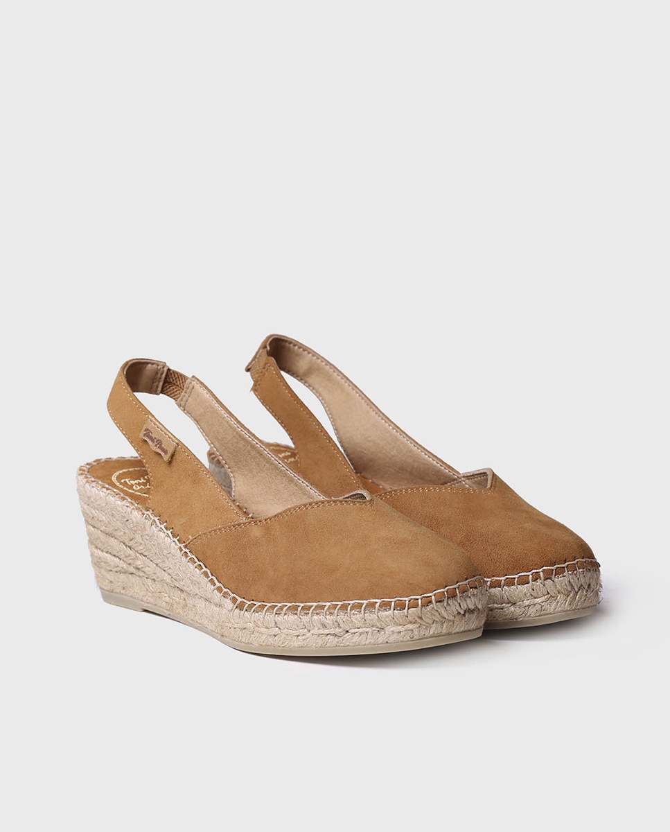 Alpercatas de Cunha em Camurça com Elástico Castanho-2