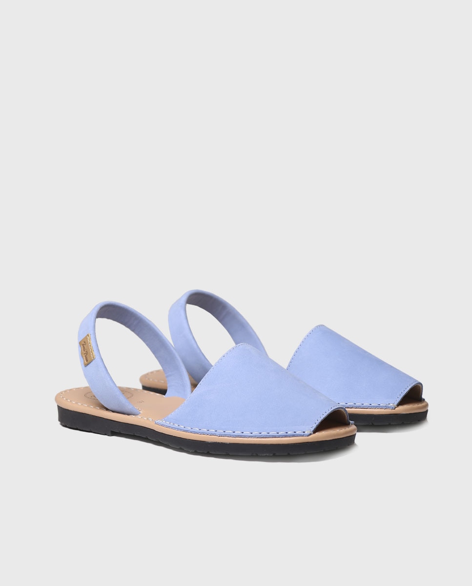 Menorquinas de Pele em Tons Lisos Azul-2