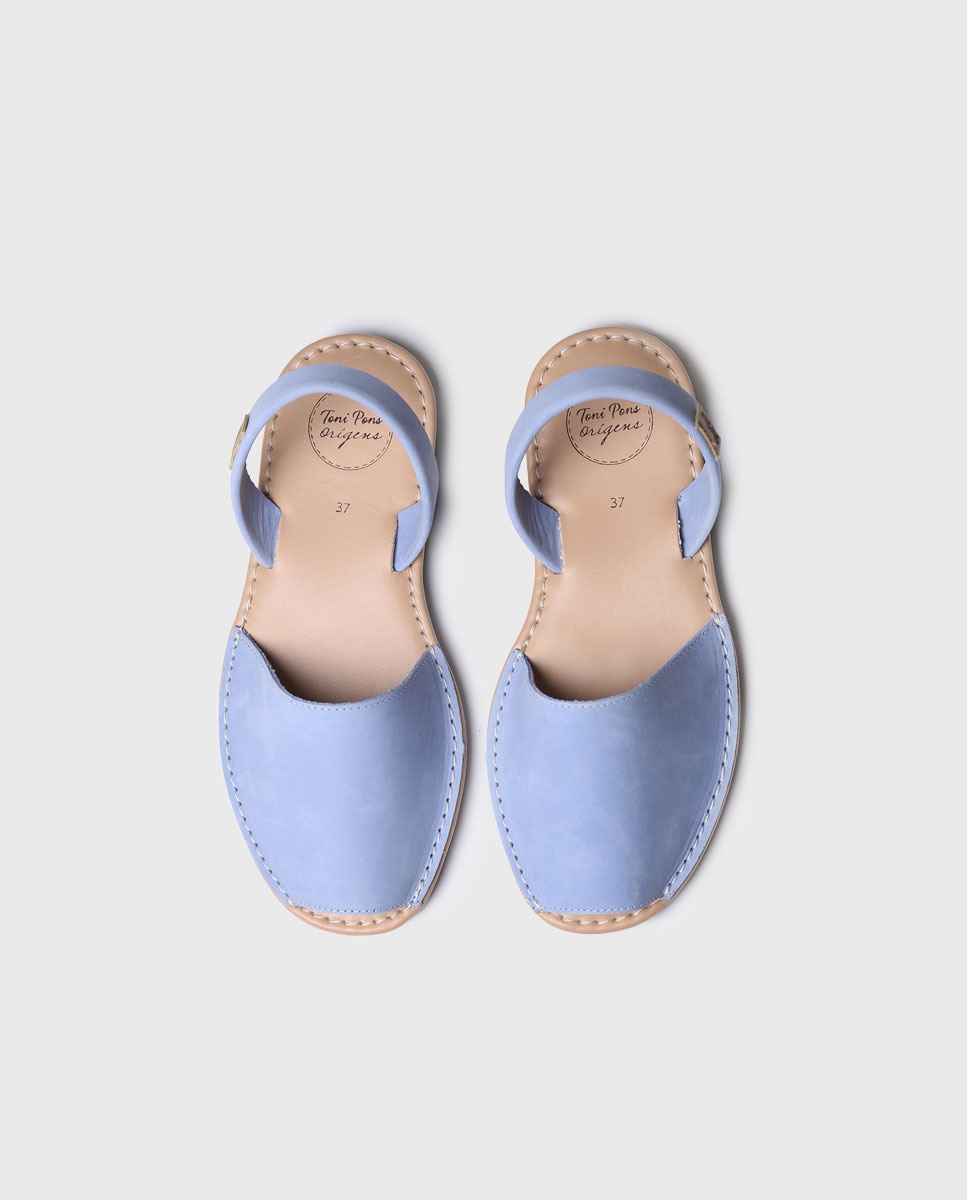 Menorquinas de Pele em Tons Lisos Azul-3