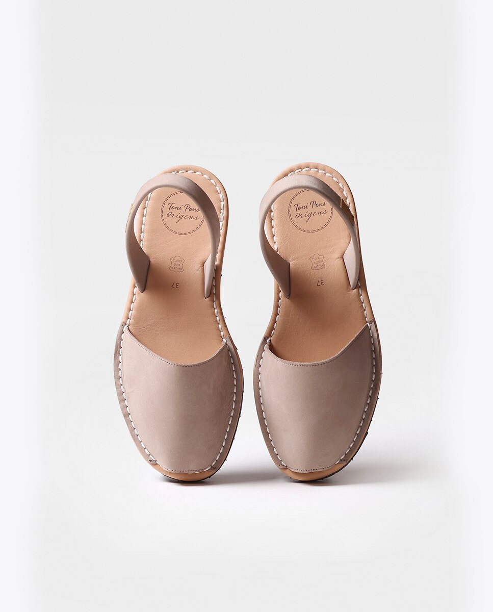 Menorquinas de Pele em Tons Lisos Taupe-3