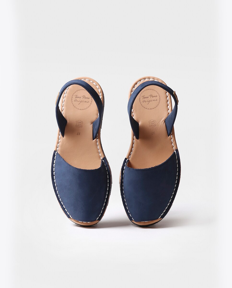 Menorquinas de Pele em Liso Azul-marinho-3