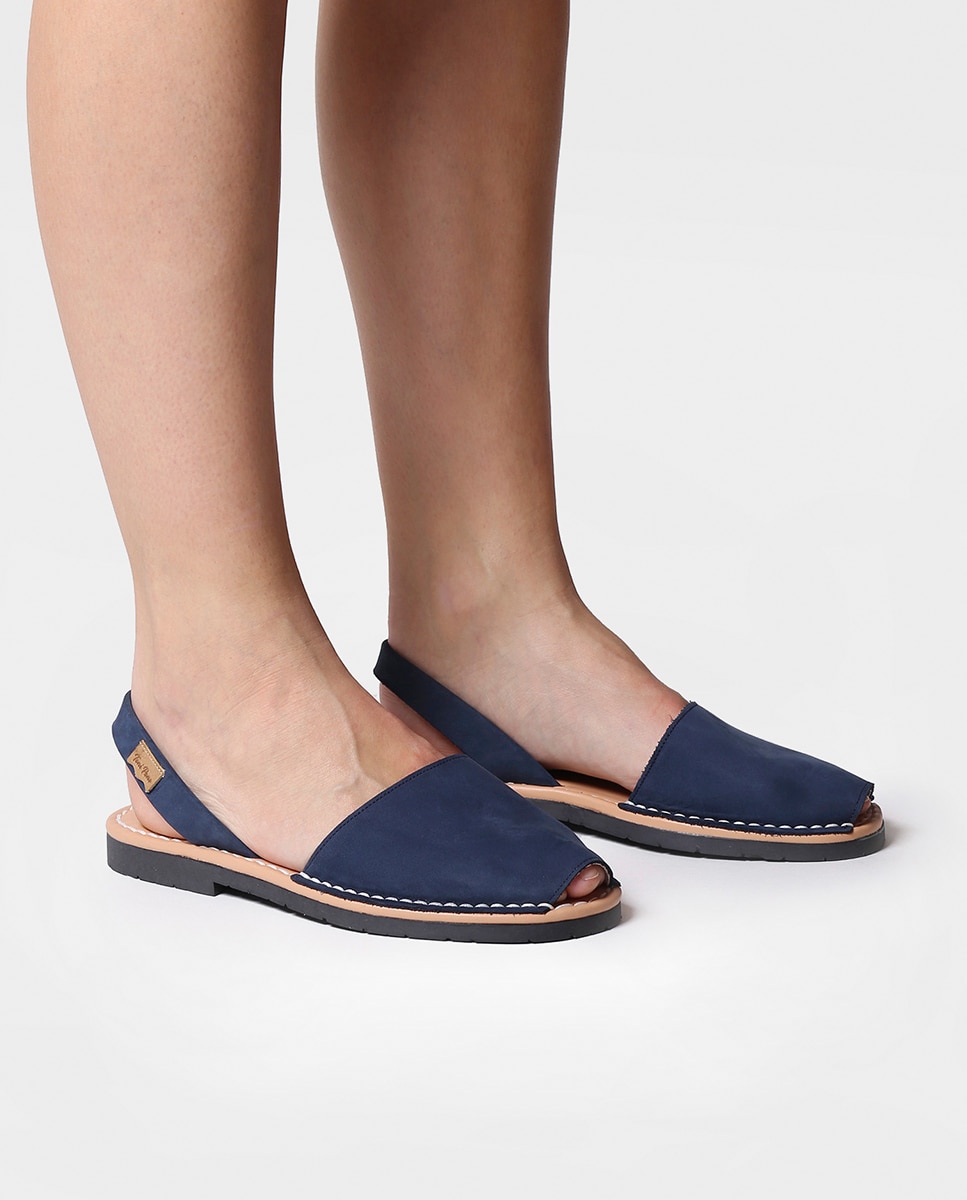 Menorquinas de Pele em Liso Azul-marinho-4