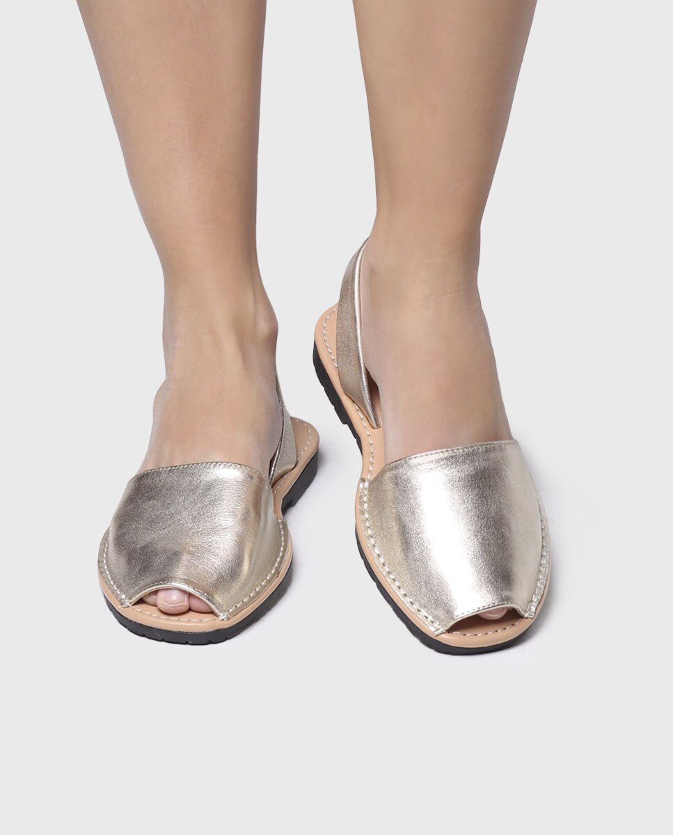 Menorquinas de Pele em Liso Ouro-4