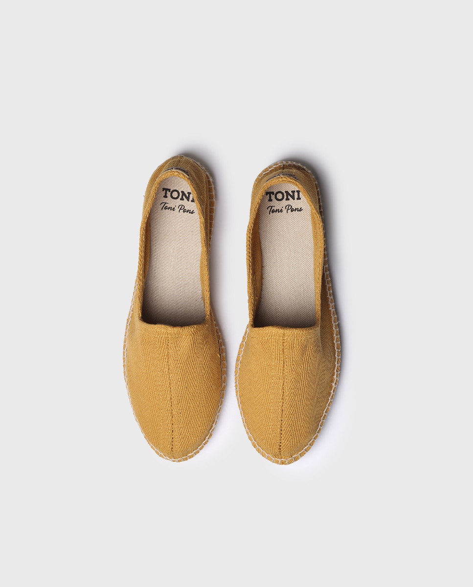 Alpercatas de Tecido em Liso sem Fecho Amarelo-3