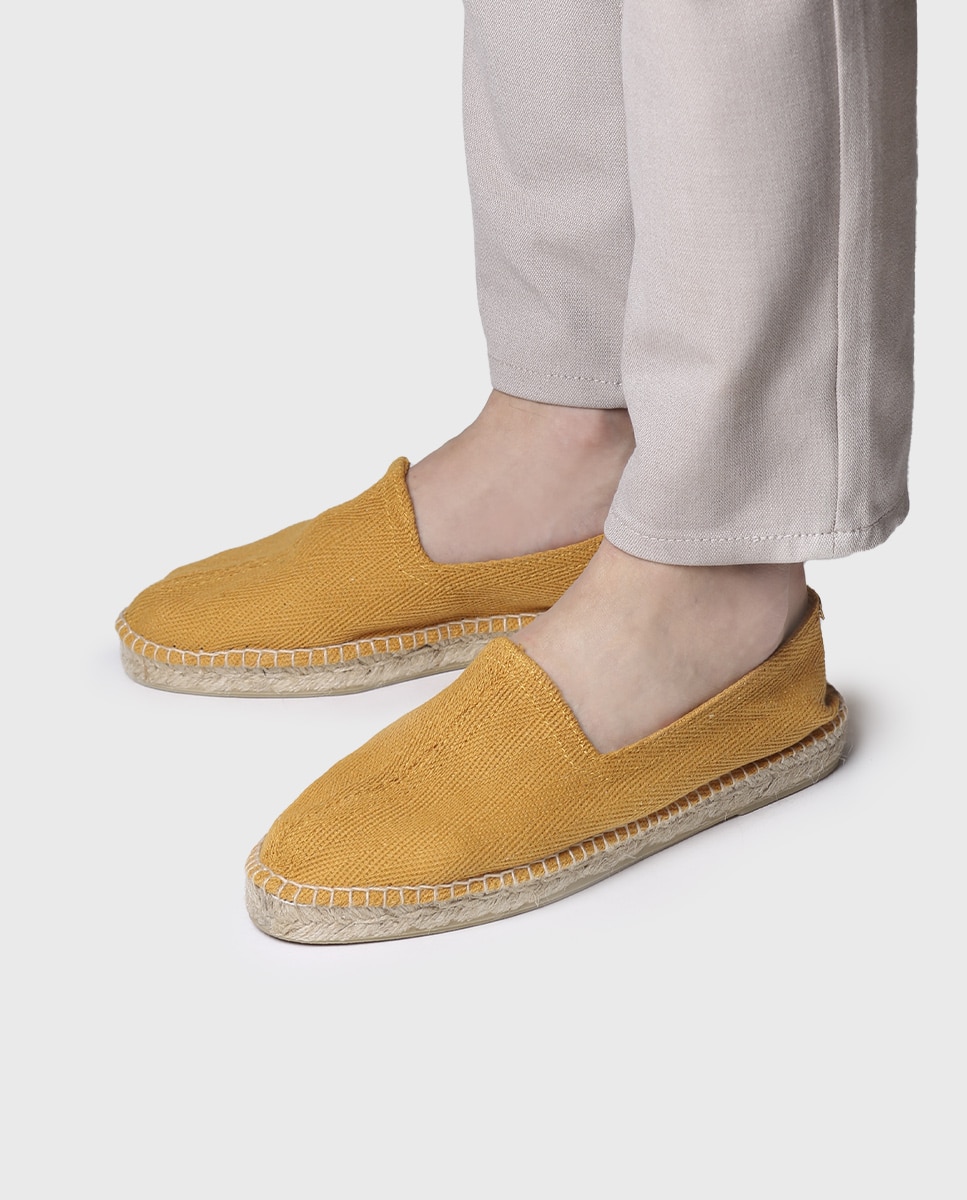 Alpercatas de Tecido em Liso sem Fecho Amarelo-4