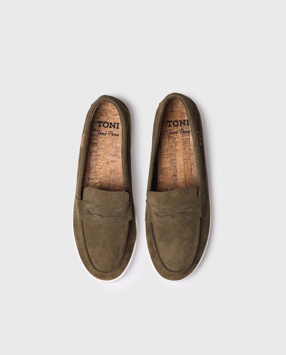 Mocassins de Camurça em Liso Caqui-3