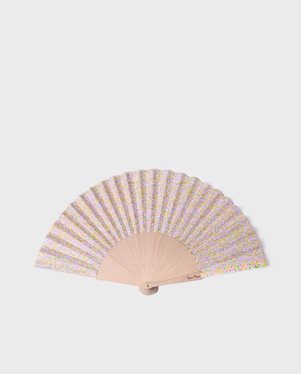 Imagem 0 de Leque Pintado à Mão com Estampado Floral