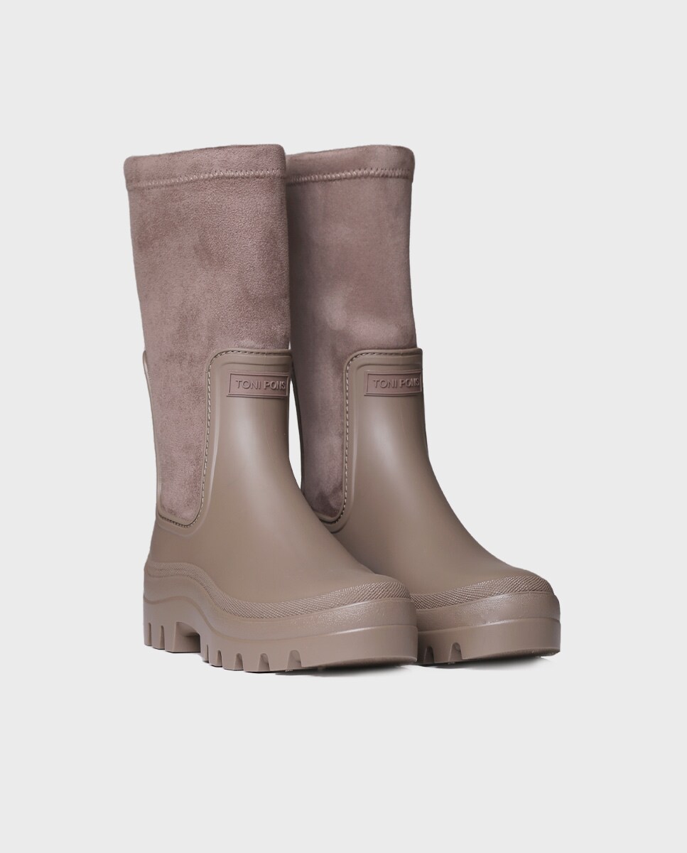 Botas de Água de Borracha com Sola Antiderrapante Taupe-2