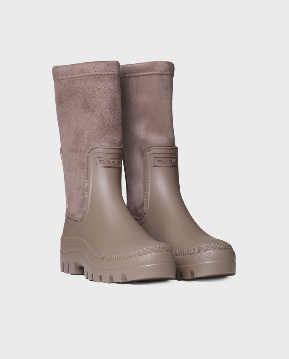 Botas de Água de Borracha com Sola Antiderrapante Taupe-2