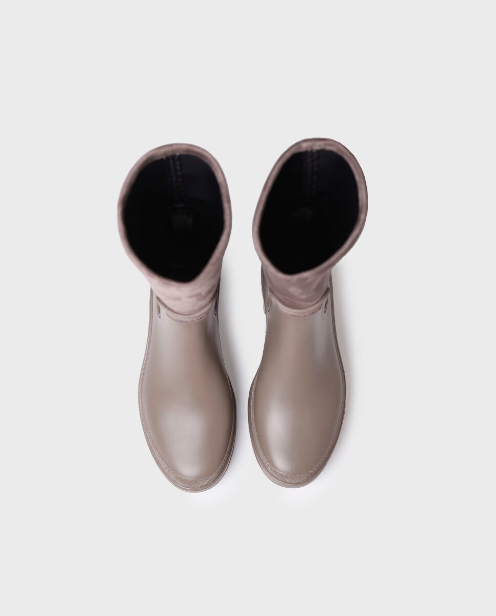 Botas de Água de Borracha com Sola Antiderrapante Taupe-3