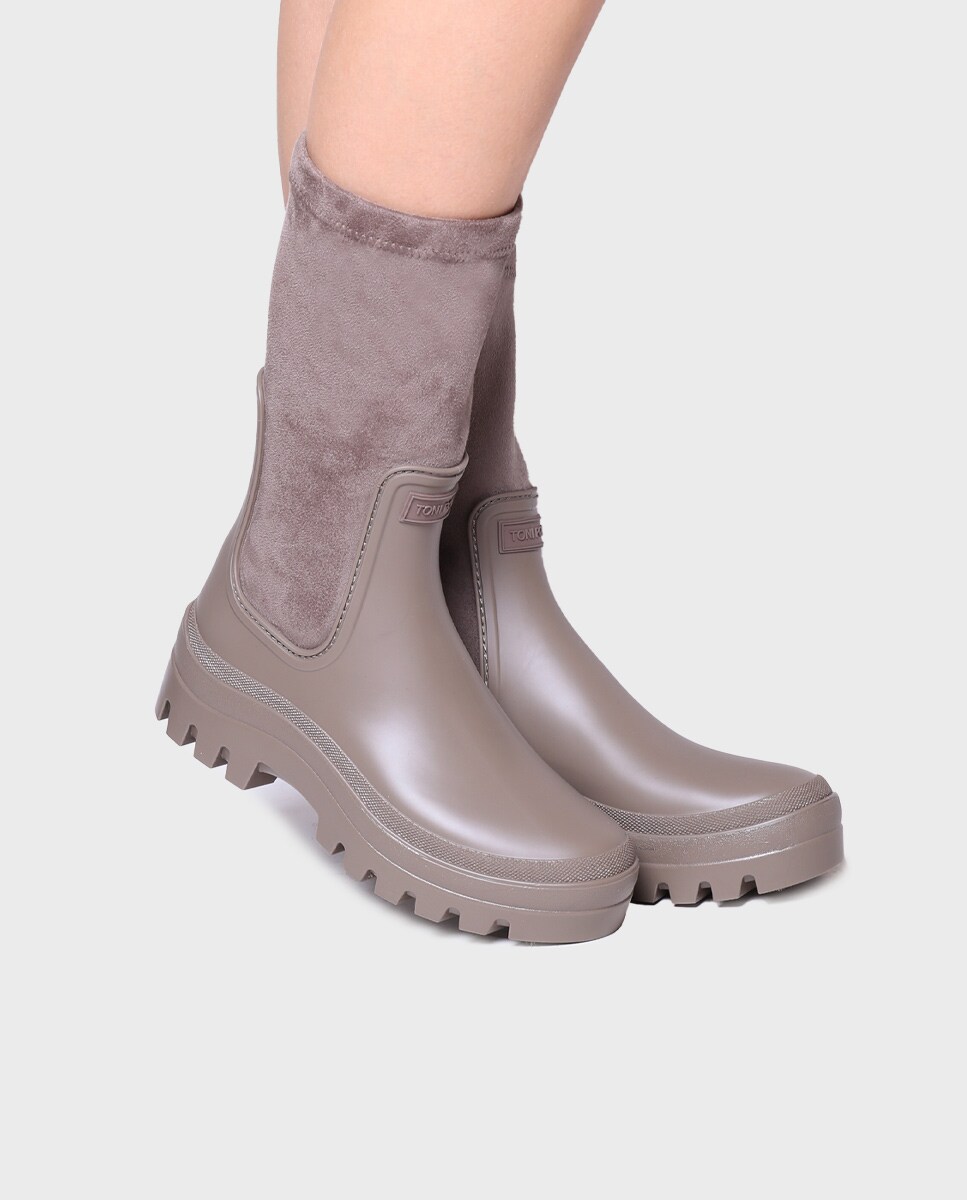 Botas de Água de Borracha com Sola Antiderrapante Taupe-4